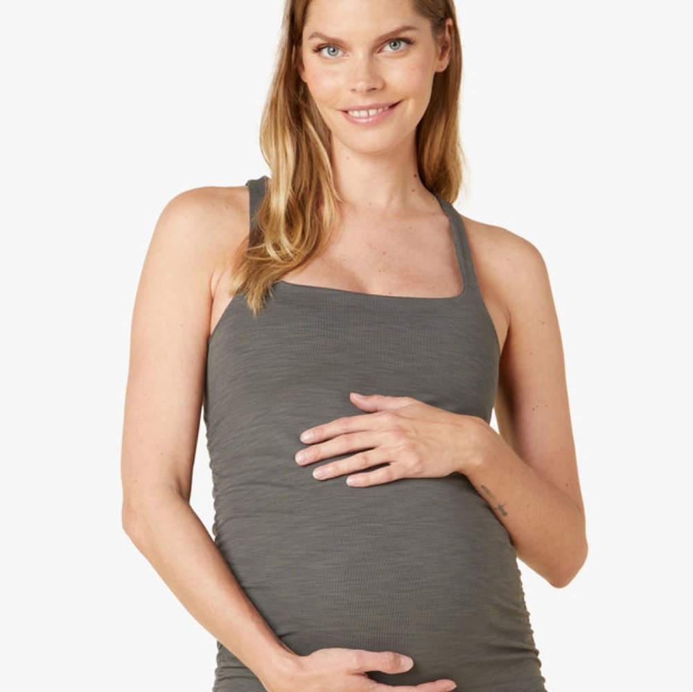 Beyond Yoga / Beyond the Bump / Maternity Set in Ribbed Smoke Gray